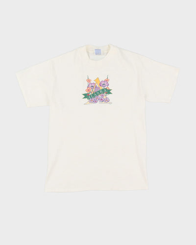 90s Alaska Floral Print White Hanes Tag Graphic T-Shirt - M
