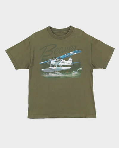 Beaver Aeroplane Green Graphic T-Shirt - XL