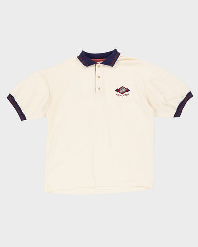 90s Vancouver Canucks White / Pattern Detailed Polo Shirt - XL