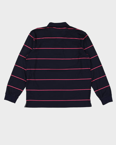 Polo by Ralph Lauren Navy / Pink Striped Long Sleeve Polo Shirt - M