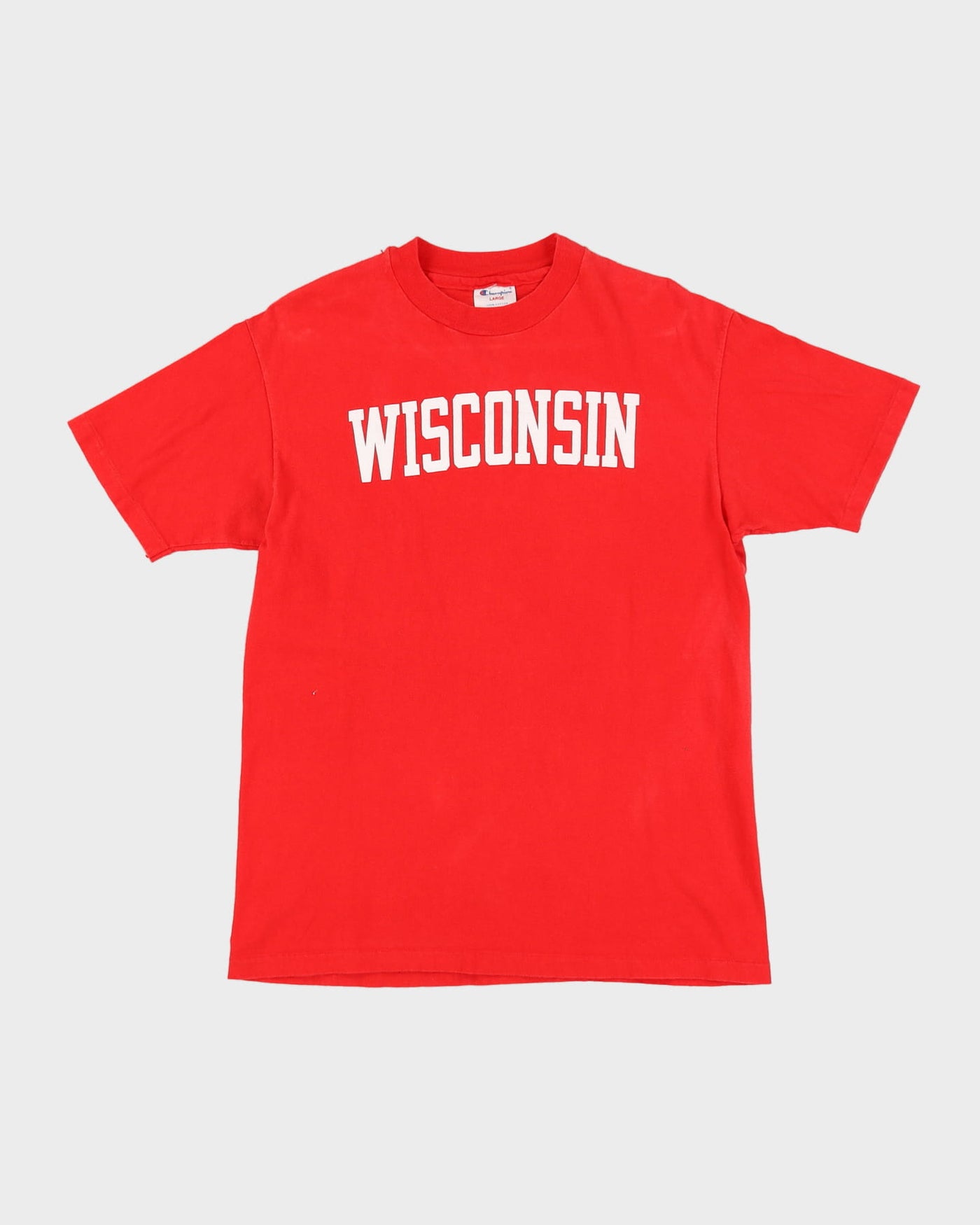 80s Wisconsin Champion Tag Red Single Stitch Graphic T-Shirt - M