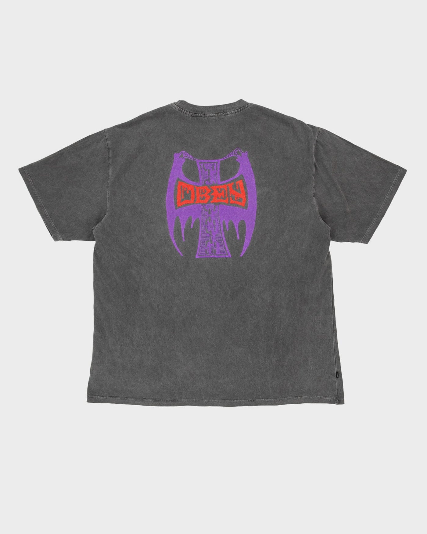 Obey Faded Grey Boxy Fit Oversized Graphic T-Shirt - XL