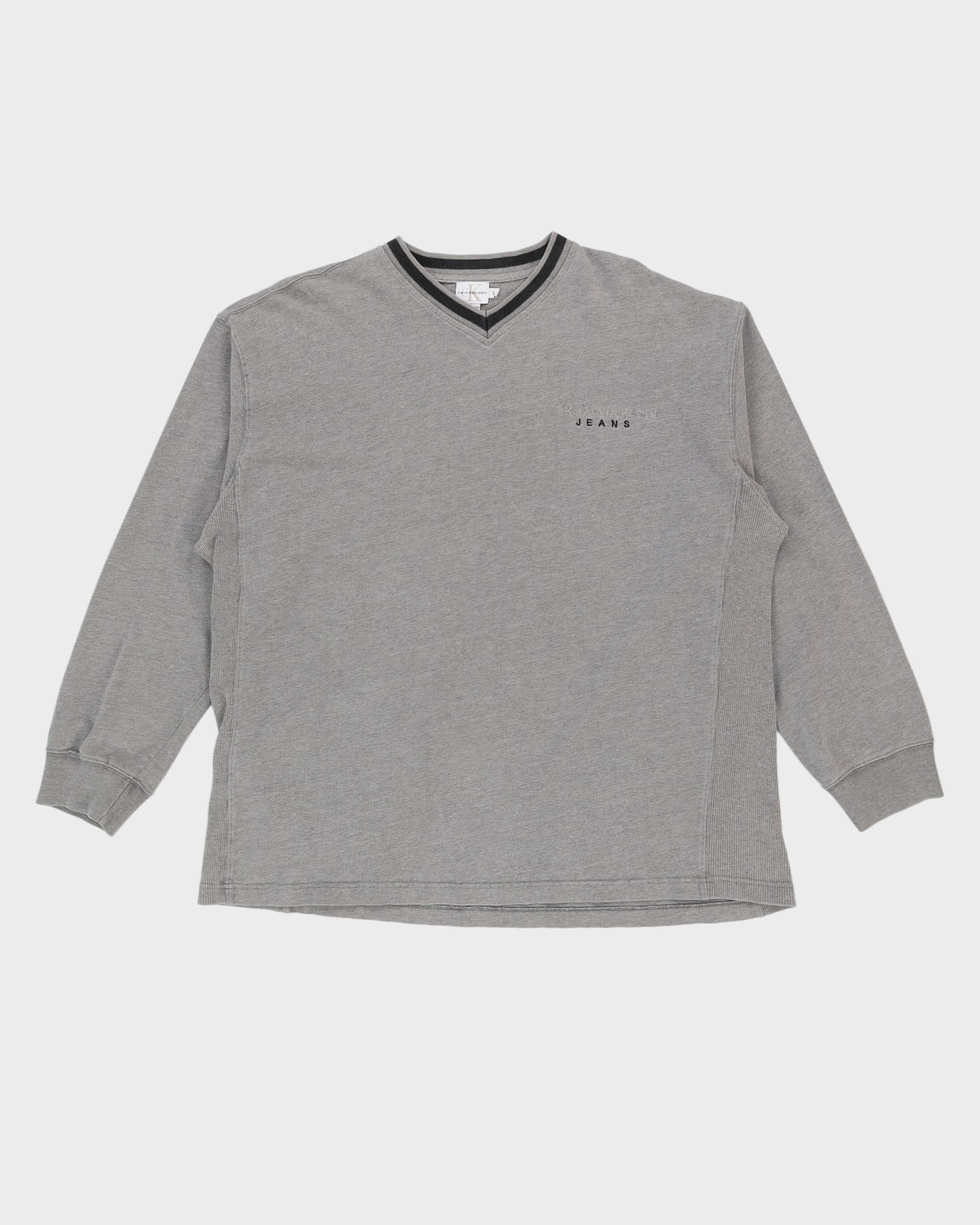 Calvin Klein Grey Long Sleeve Heavyweight T-Shirt - XL