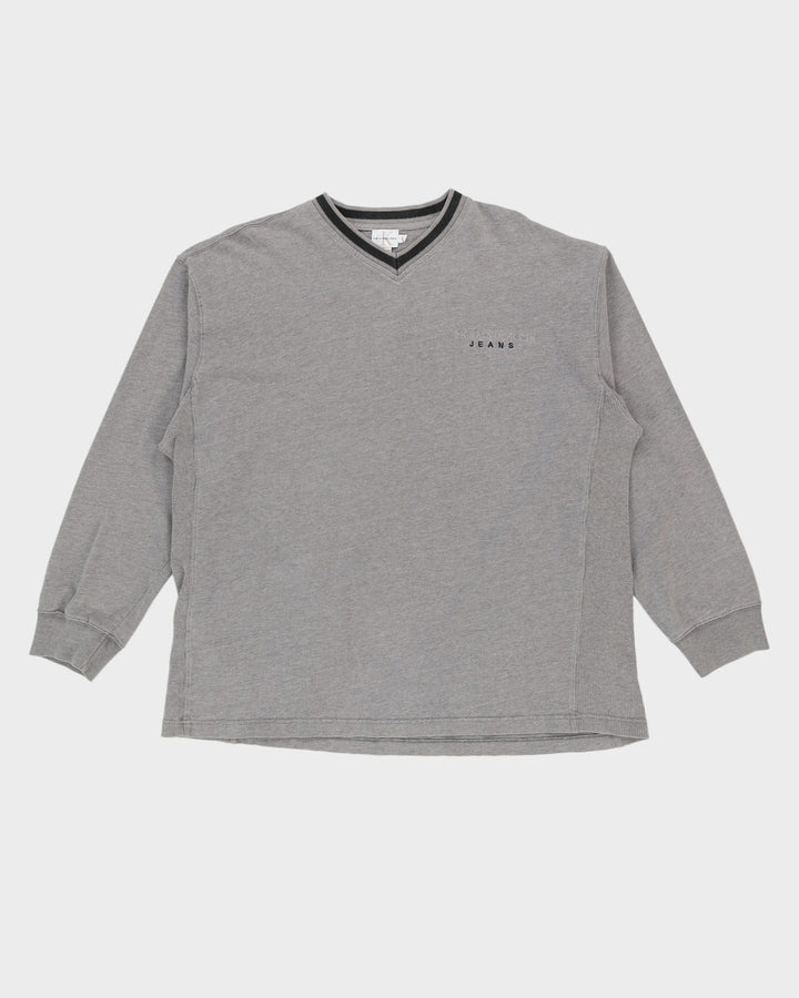 Calvin Klein Grey Long Sleeve Heavyweight T-Shirt - XL