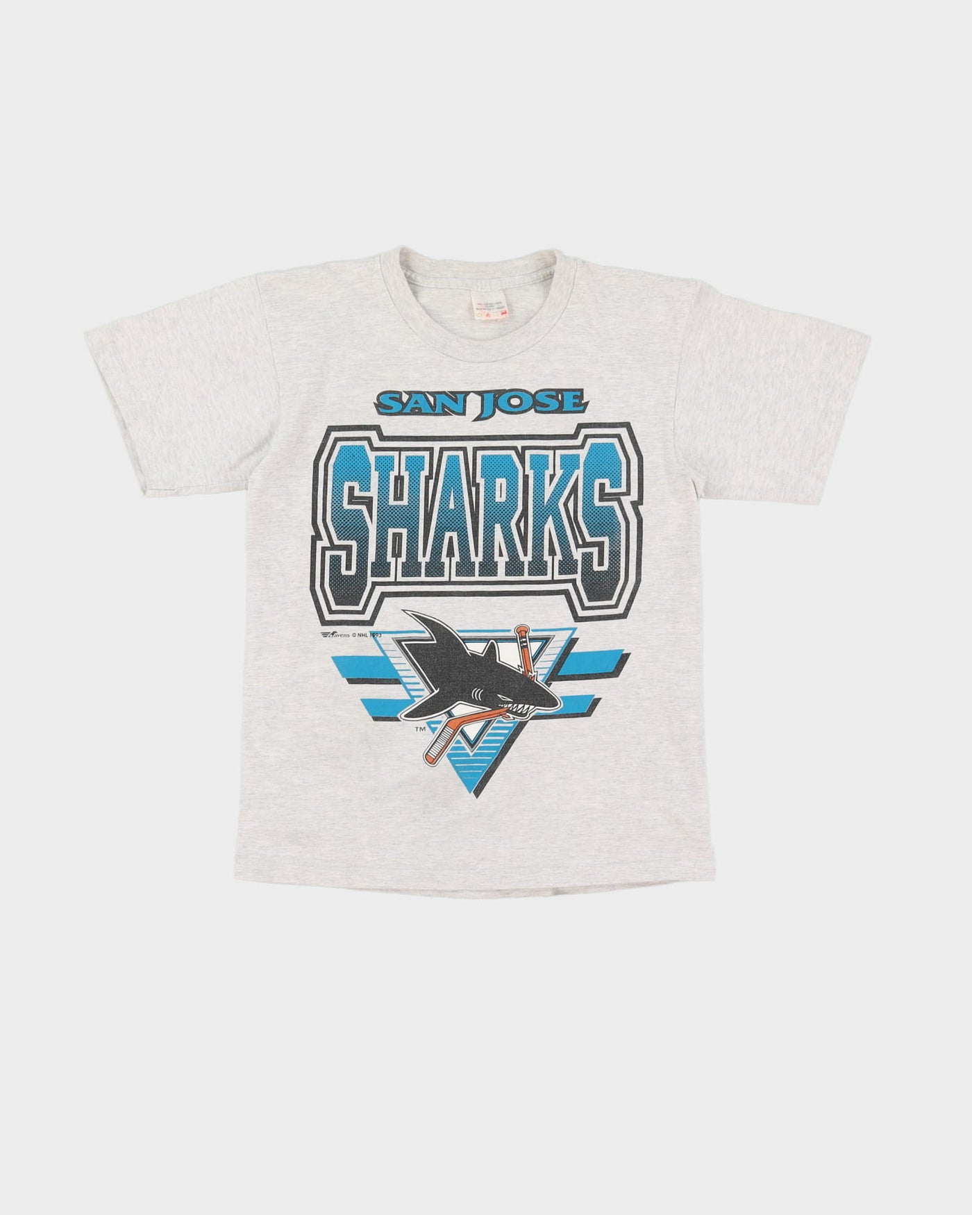 1993 Grey NHL San Jose Sharks Grey Single Stitch Graphic T-Shirt - XS