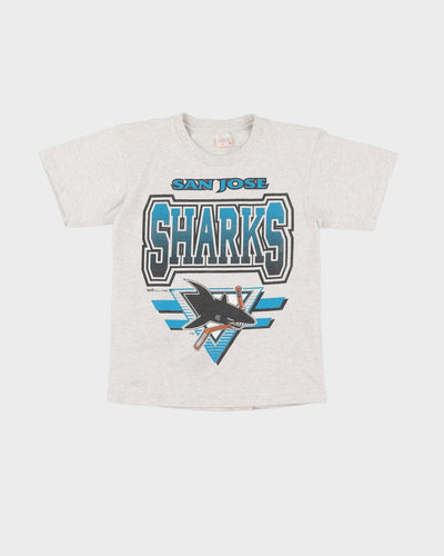 1993 Grey NHL San Jose Sharks Grey Single Stitch Graphic T-Shirt - XS