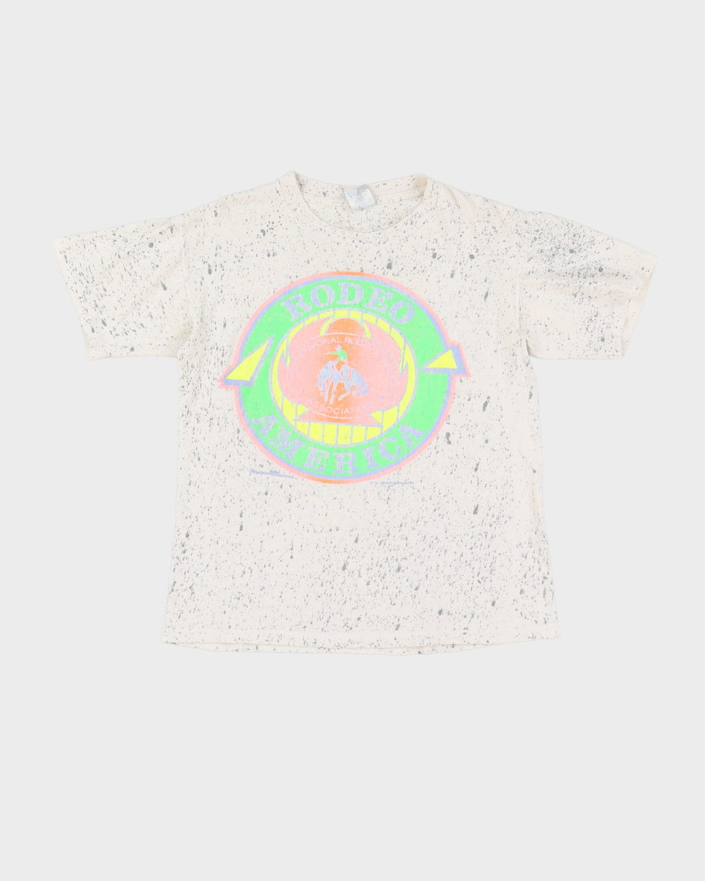 1991 Professional Rodeo Cowboys Association Grey Paint Splatter Single Stitch T-Shirt - M
