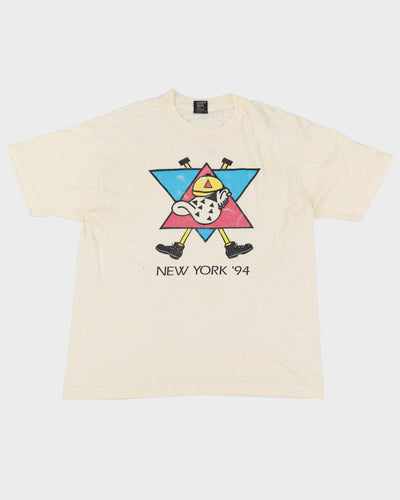 Thrashed 1994 New York White Screen Stars Single Stitch T-Shirt - XL