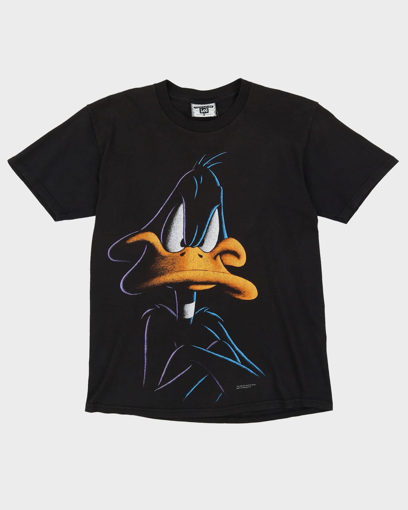 1997 Daffy Duck Lee Black Big Face Print T-Shirt - M