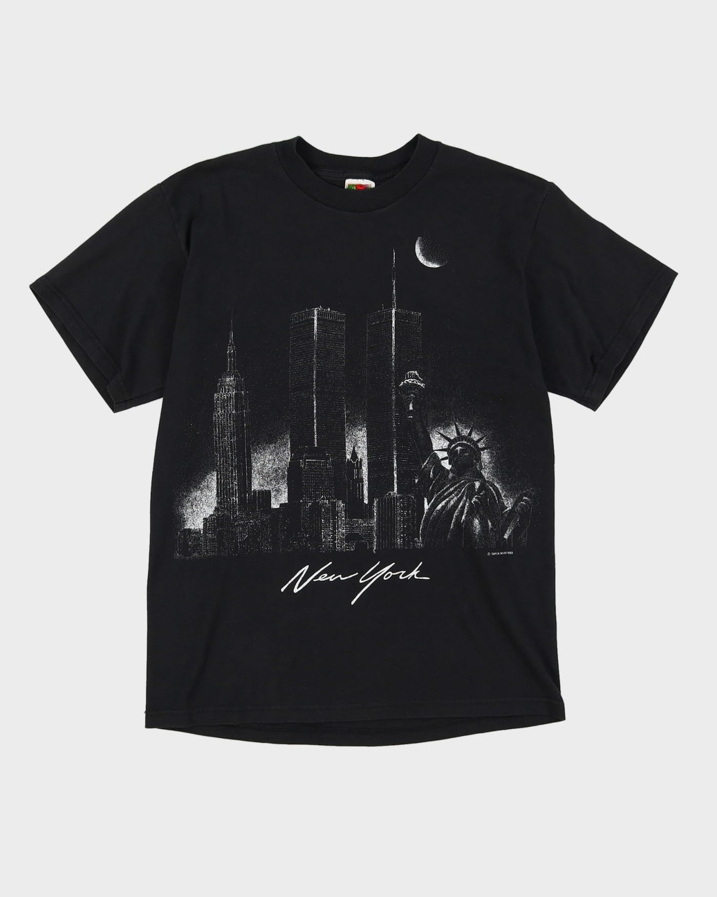 90s New York City Skyline Black Graphic T-Shirt - S / M