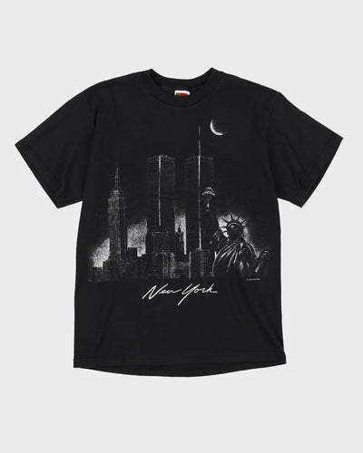 90s New York City Skyline Black Graphic T-Shirt - S / M
