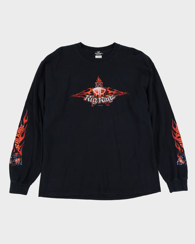 2006 Rig Ragz Flaming Long Sleeve Black Graphic T-Shirt - XL