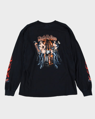2006 Rig Ragz Flaming Long Sleeve Black Graphic T-Shirt - XL