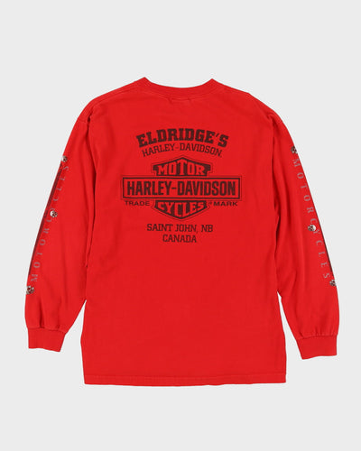 Harley Davidson Motorcycles Red Long Sleeve Graphic T-Shirt - L