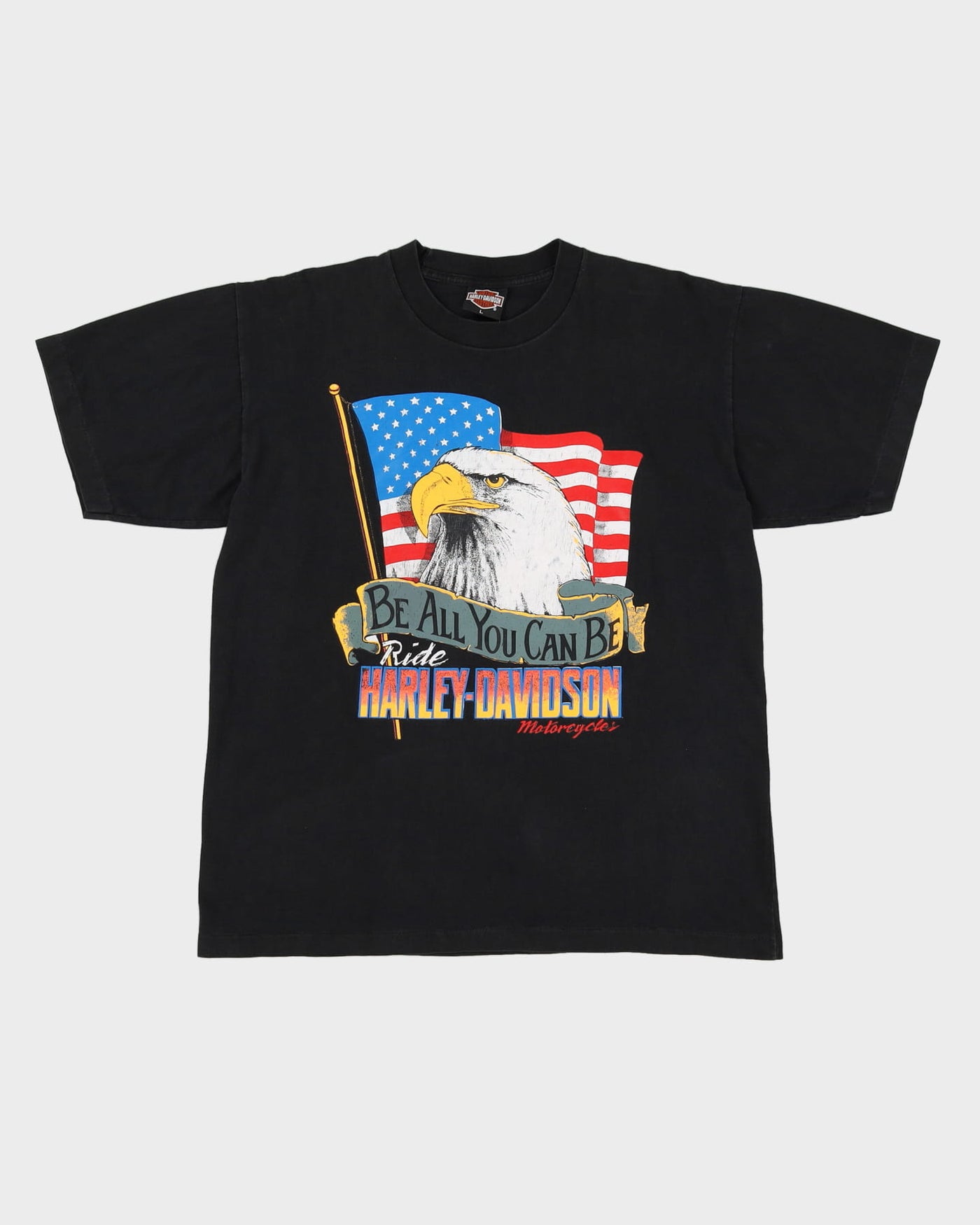 90s Harley Davidson California Eagle Print Single Stitch Black Graphic T-Shirt - L