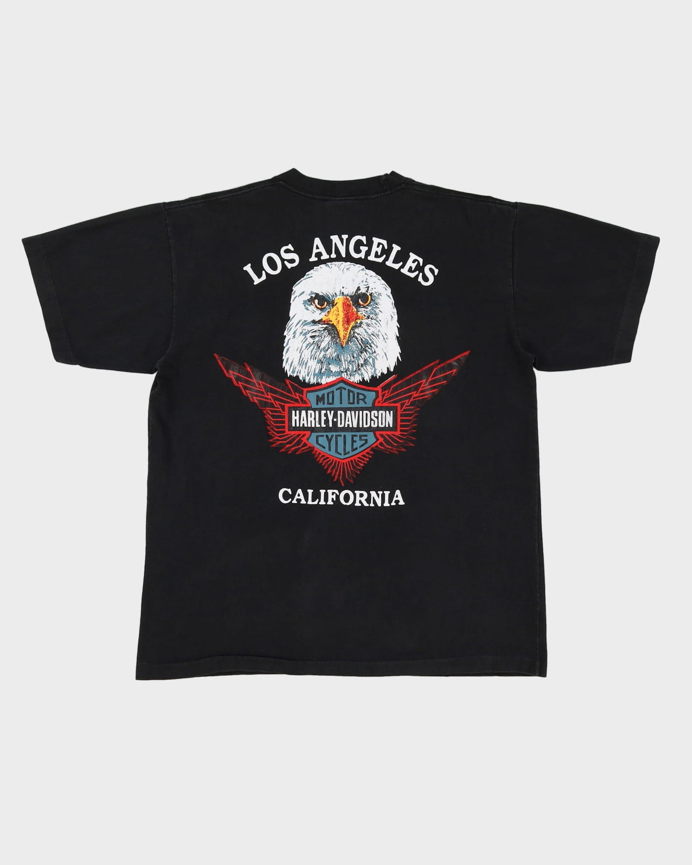 90s Harley Davidson California Eagle Print Single Stitch Black Graphic T-Shirt - L