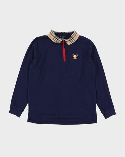 Burberry Navy Long-Sleeve Polo Shirt - M