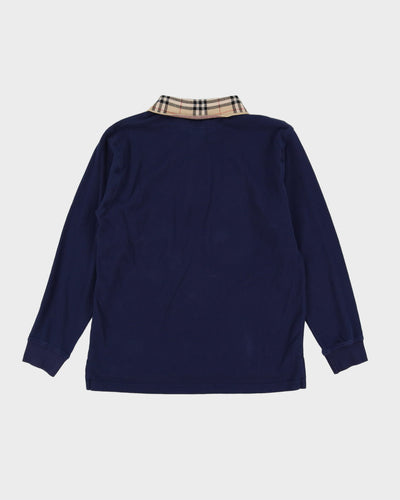 Burberry Navy Long-Sleeve Polo Shirt - M