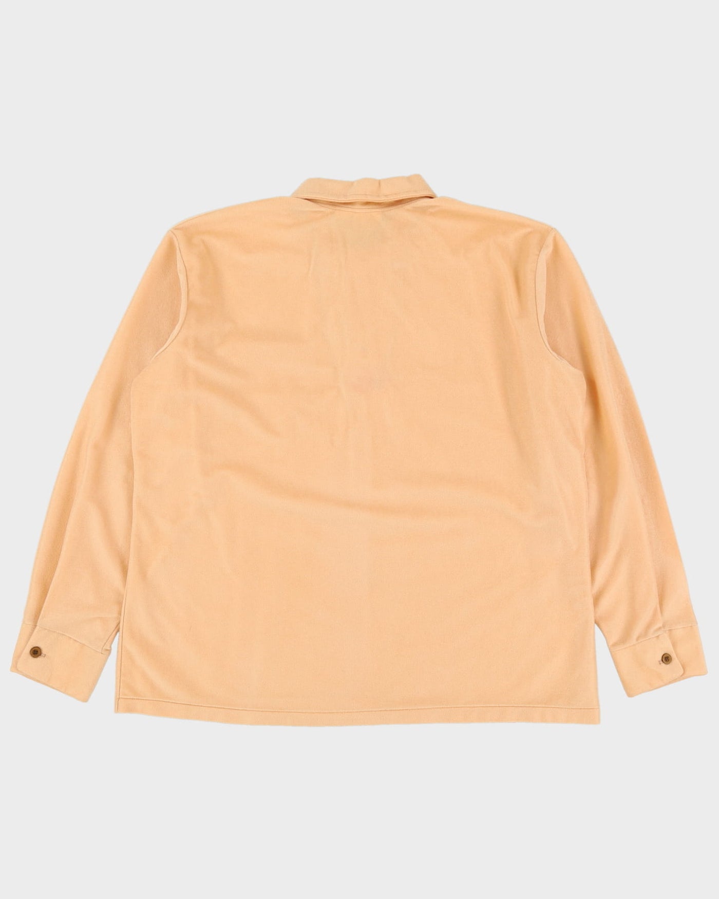 80s Dark Beige Long-Sleeve Polo Shirt - XL