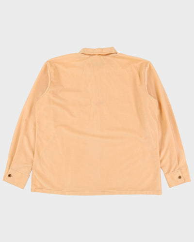 80s Dark Beige Long-Sleeve Polo Shirt - XL