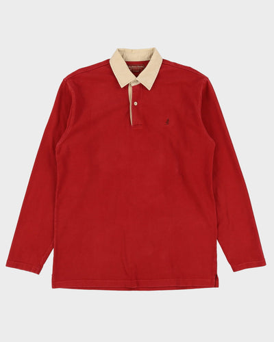 90s Malboro Red Long-Sleeve Polo Shirt - XL