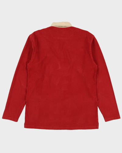 90s Malboro Red Long-Sleeve Polo Shirt - XL
