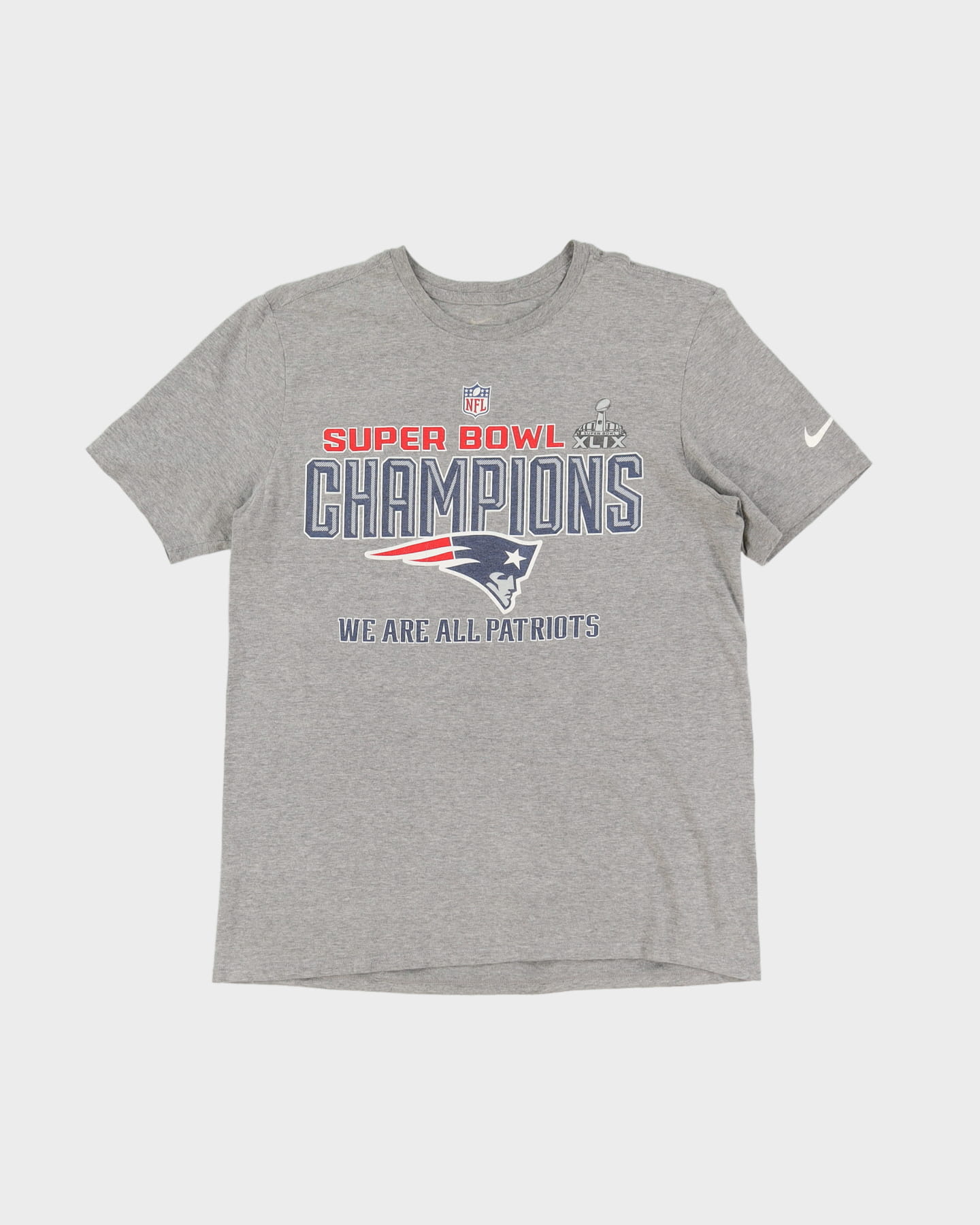 Nike New England Patriots Super Bowl Champions NFL Grey Graphic T-Shirt - M