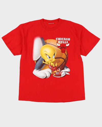 1998 Looney Tunes Chicago Bulls Red Graphic T-Shirt - XXL