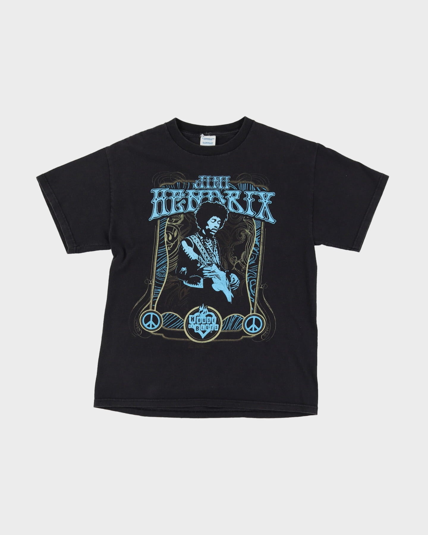 2007 Jimi Hendrix House Of Blues Black Graphic Band T-Shirt - S / M