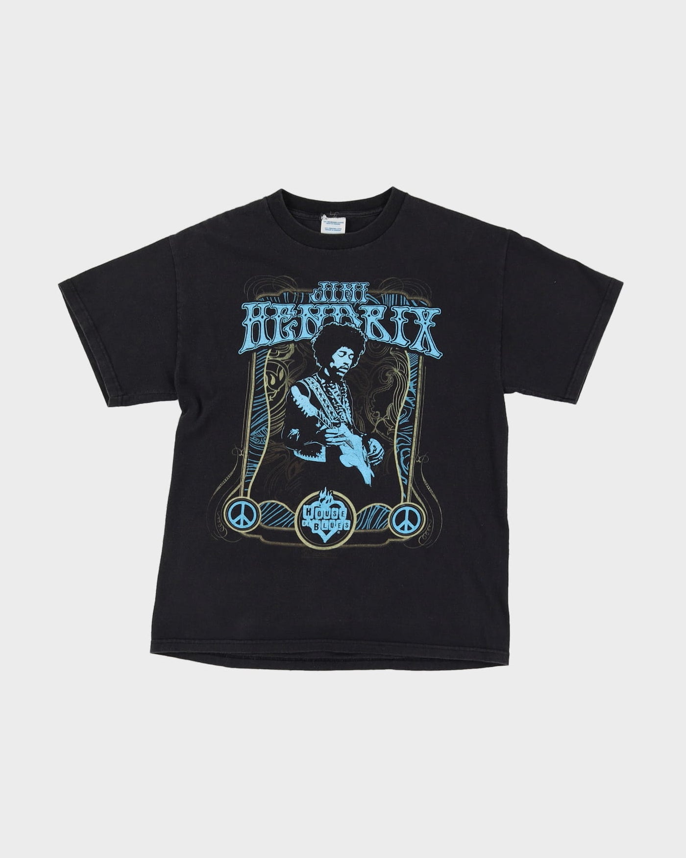 2007 Jimi Hendrix House Of Blues Black Graphic Band T-Shirt - S / M
