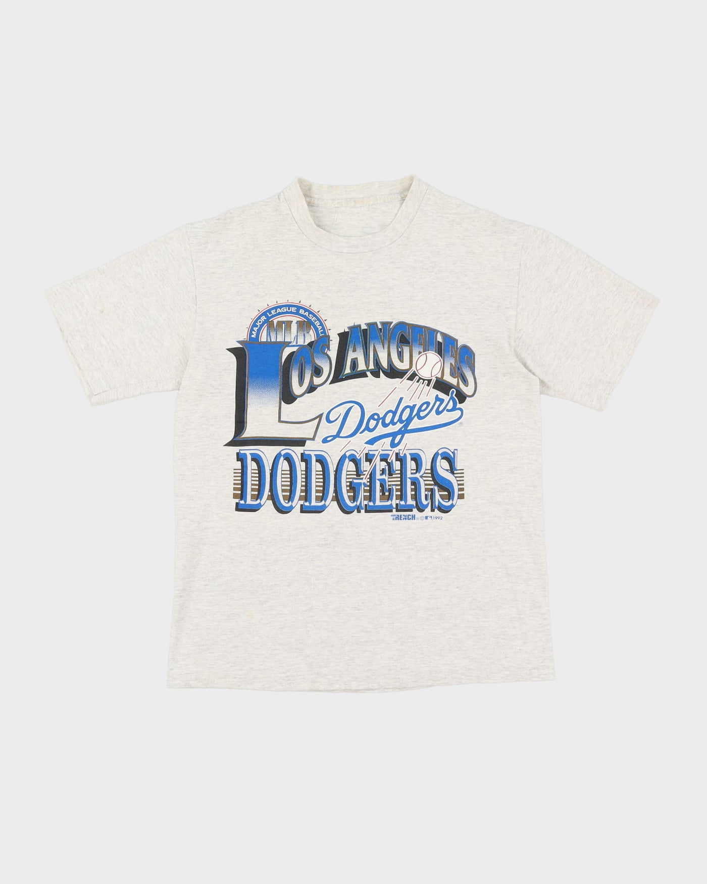 Vintage 1992 MLB LA Los Angeles Dodgers Grey Single Stitch Graphic T-Shirt - S