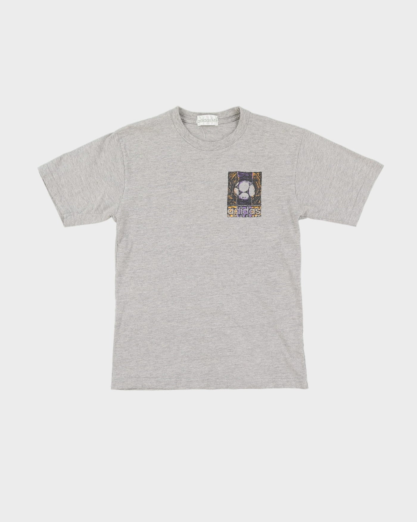 Vintage 90s Adidas Soccer Grey Graphic T-Shirt - XS