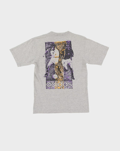 Vintage 90s Adidas Soccer Grey Graphic T-Shirt - XS