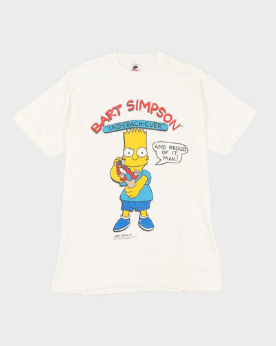 Vintage 1990 The Simpsons Bart Simpson "Underachiever And Proud Of It!" Graphic Single Stich T-Shirt - L / XL