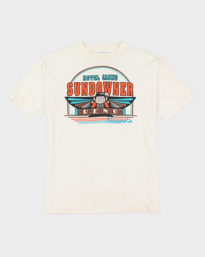 Vintage 80s Hotel Casino Sundowner Nevada White Single Stitch T-Shirt - XL