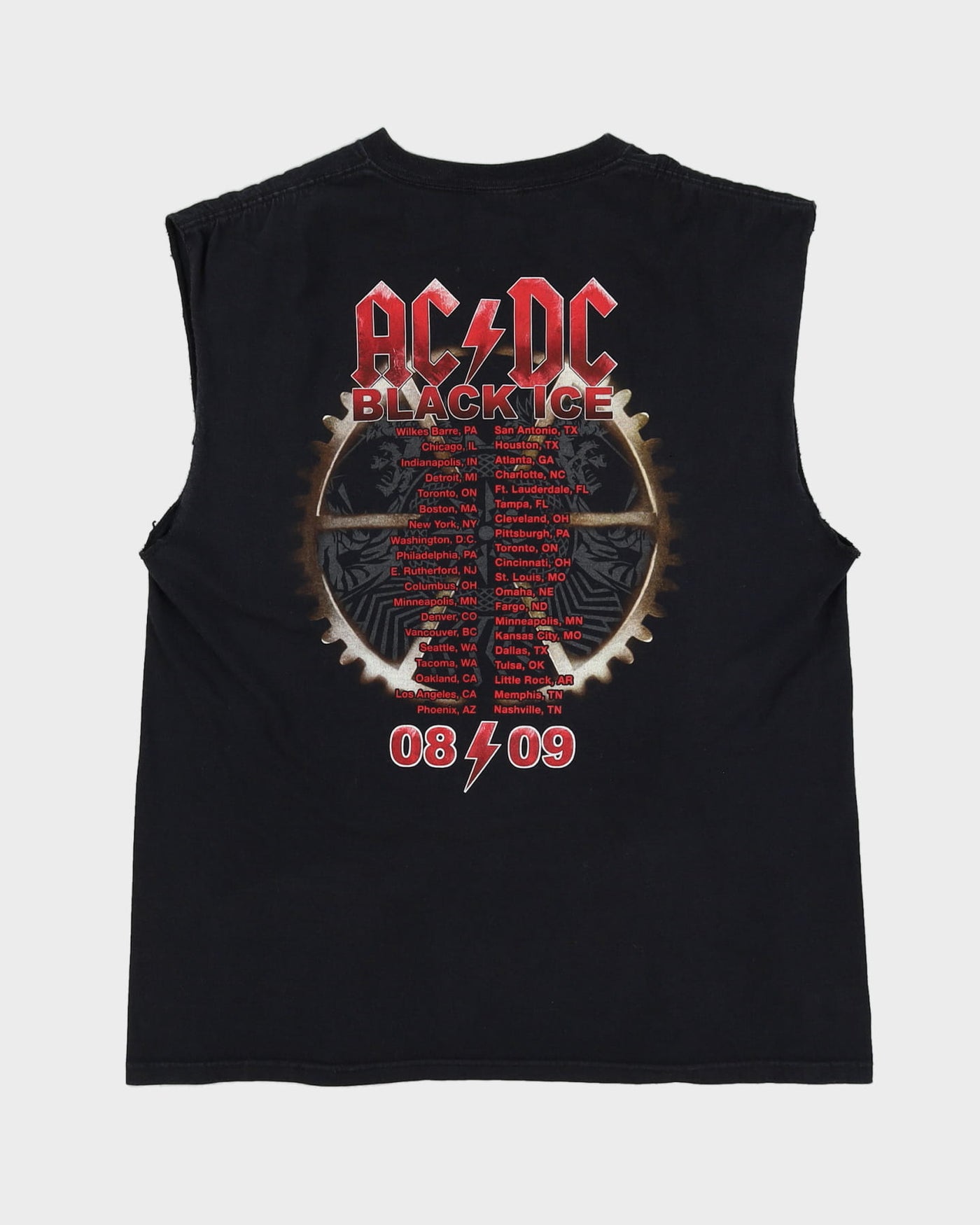 ACDC 2008/09 Black Ice Tour Sleeveless Band T-Shirt / Vest - XL