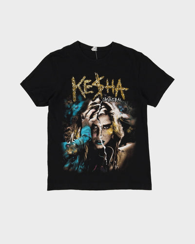 2011 Kesha Cannibal Black Graphic Band Tour T-Shirt - S