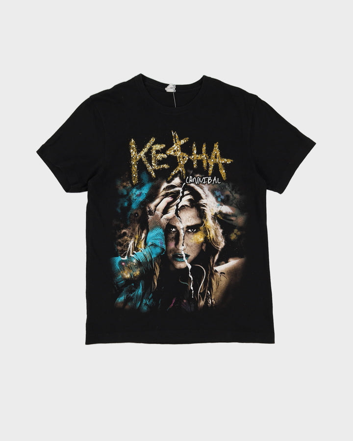 2011 Kesha Cannibal Black Graphic Band Tour T-Shirt - S