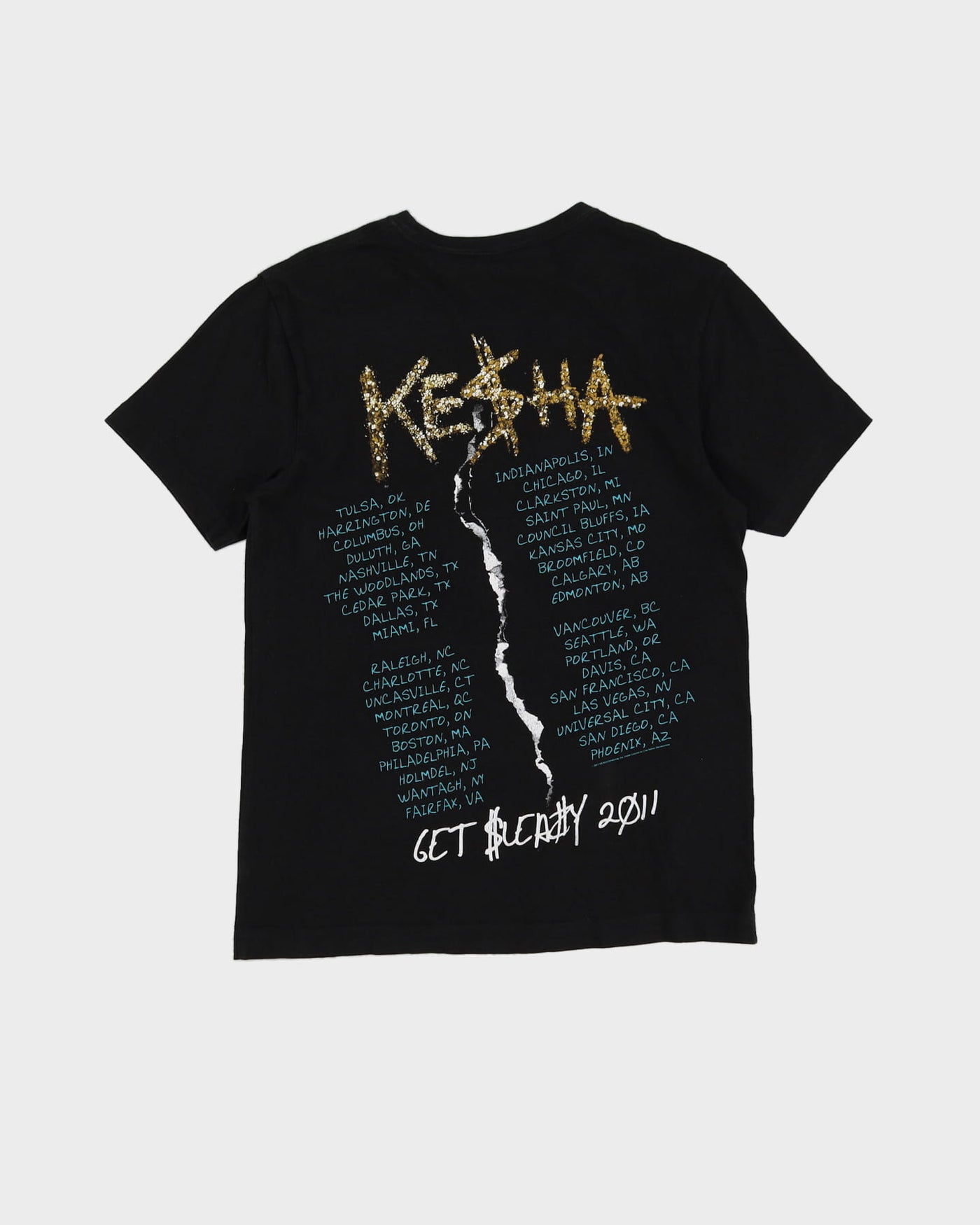 2011 Kesha Cannibal Black Graphic Band Tour T-Shirt - S