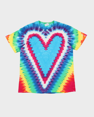 Vintage 80s Hanes Heart Pattern Tie Dye Single Stitch T-Shirt - M / L