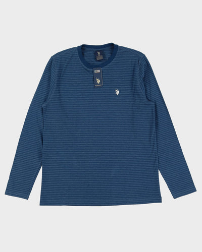 Vintage Deadstock With Tags US Polo Assn. Blue Striped Long Sleeve T-Shirt - M