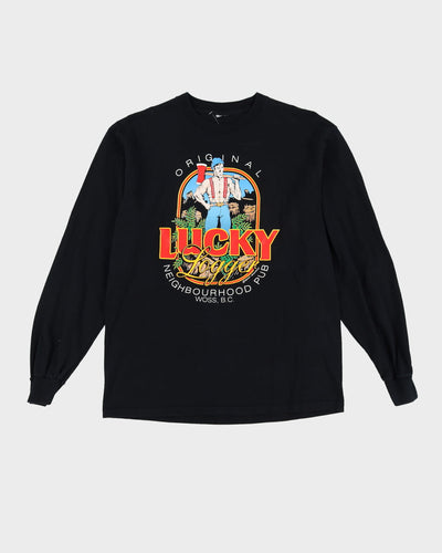 Vintage 90s Lucky Logger Double Sided Black Graphic Long Sleeve T-Shirt - M