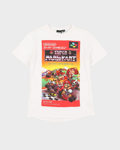 Super Nintendo Mario Kart Gaming Graphic White T-Shirt - XS