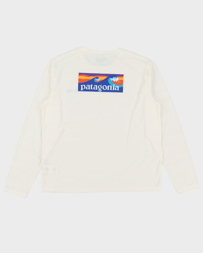 Patagonia White Double Sided Basic Logo Long Sleeve T-Shirt - L