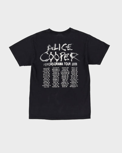 00s Alice Cooper Face Print Black Graphic Band T-Shirt - XS / S