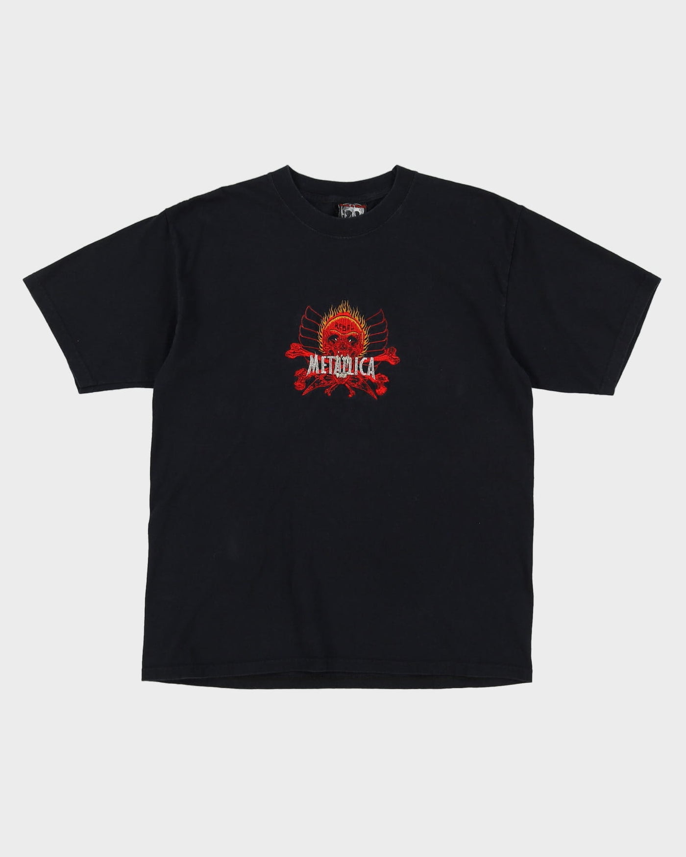 Vintage 90s Metallica Black Embroidered Logo Band T-Shirt - L