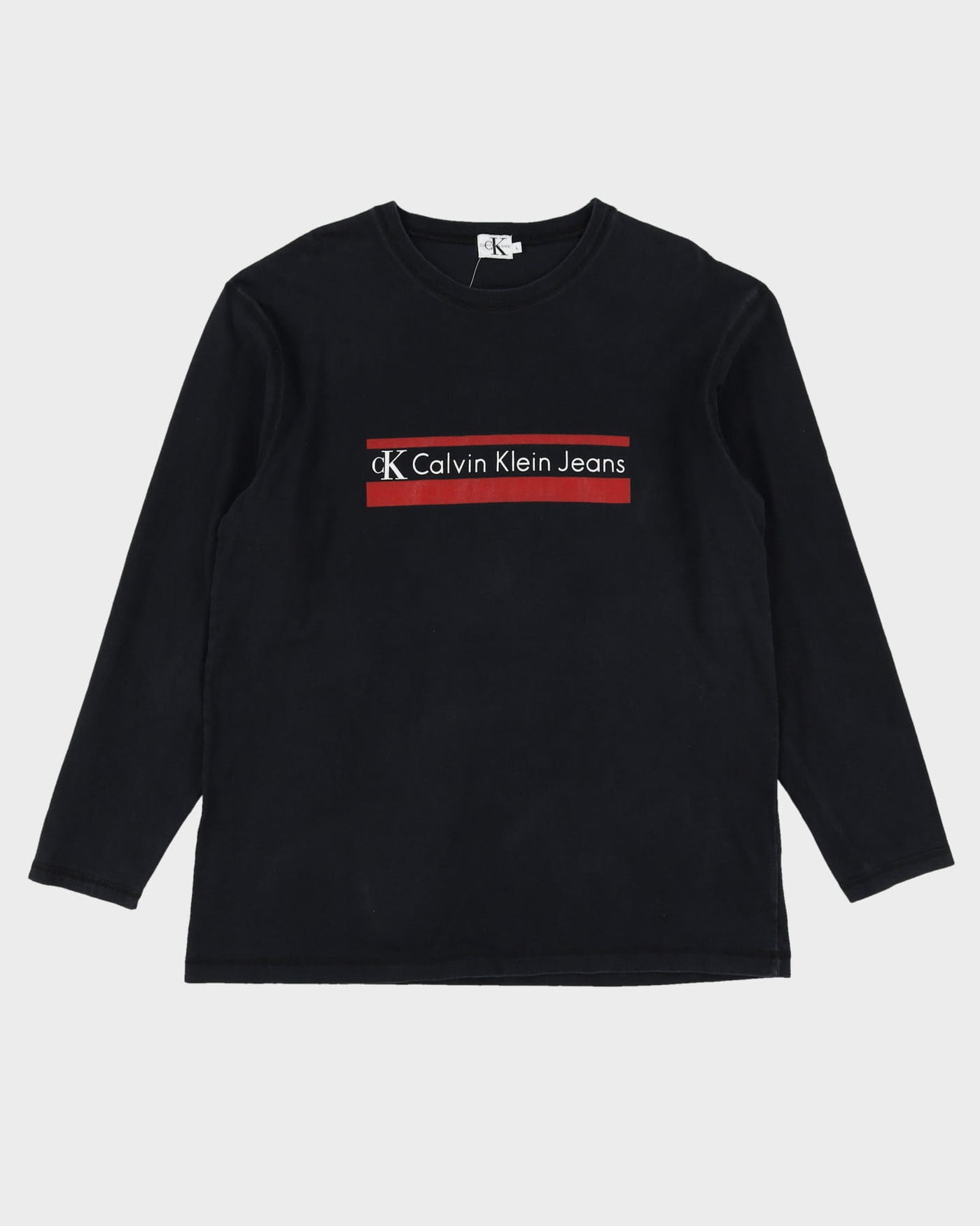 Vintage 90s Calvin Klein Black Long Sleeve T-Shirt - L