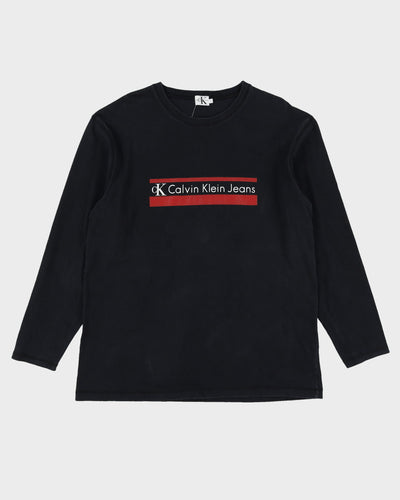 Vintage 90s Calvin Klein Black Long Sleeve T-Shirt - L
