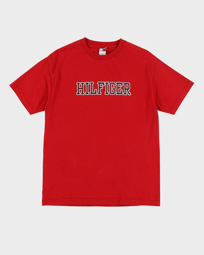 Vintage 90s Tommy Hilfiger Red Spellout T-Shirt - M / L