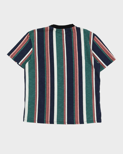 00s Guess Green / Navy / White Striped T-Shirt - L